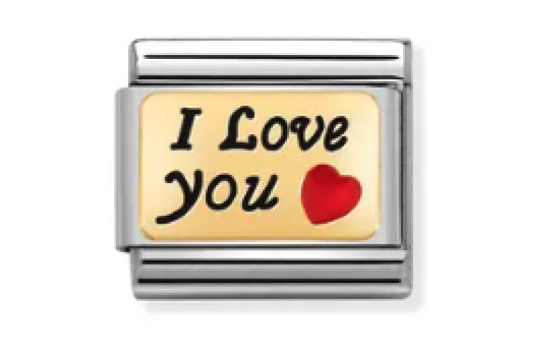 Gold Back I Love You with Red Heart Link
