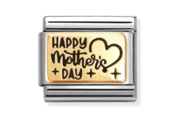 Gold Back Mother's Day with Heart Outline Link