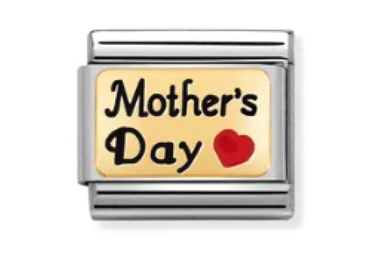 Gold Back Mother's Day with Red Heart Link