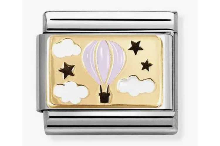 Gold Back Pink Hot Air Balloon Baby Girl Link
