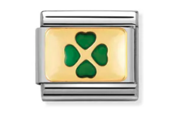 Gold Back with Green Clover Link