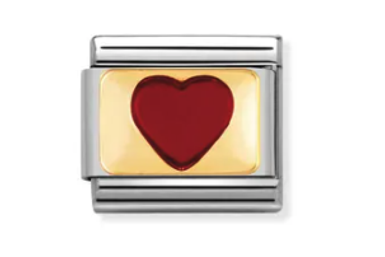 Gold Back with Large Red Heart Link