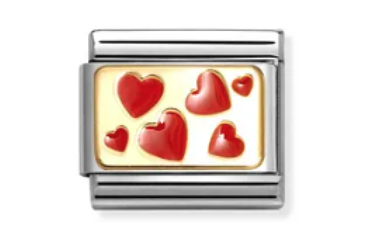 Gold Back with Multiple Red Hearts Link