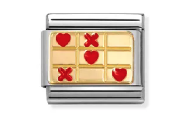 Gold Back with Red Hearts and Crosses Link