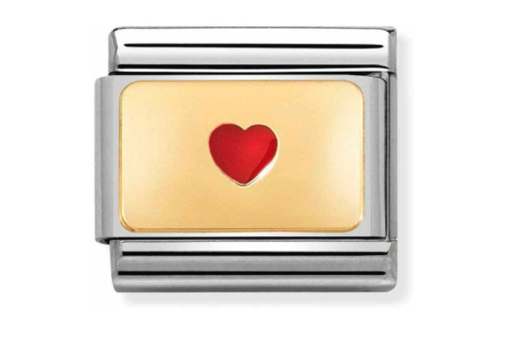 Gold Back with Small Red Heart Link