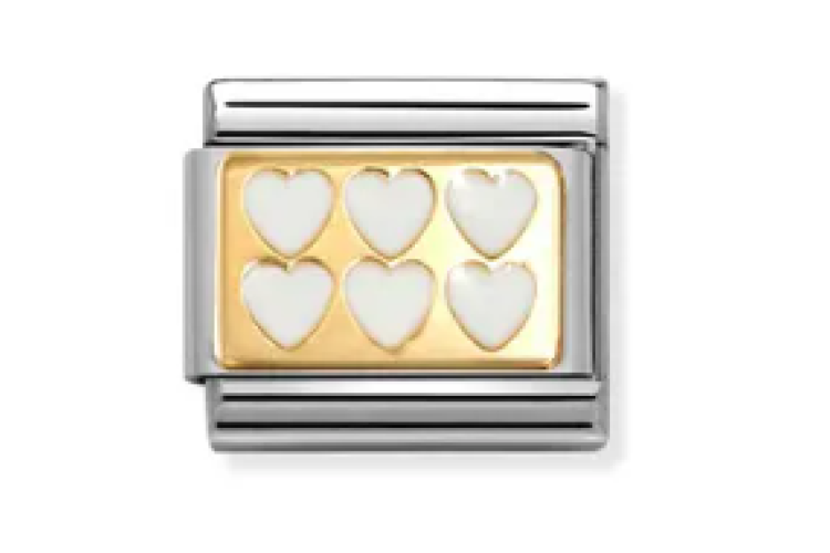 Gold Back with White Hearts Link