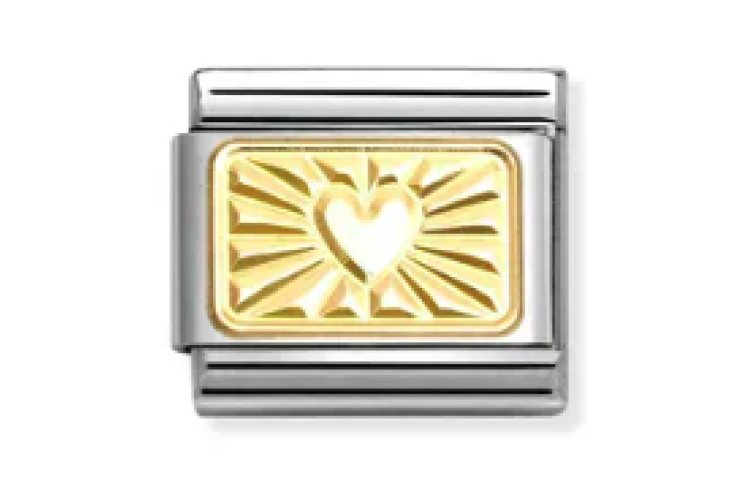 Gold Etched Back Heart Link