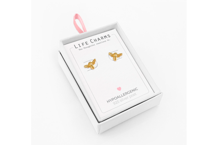 Gold Bee Stud Earrings