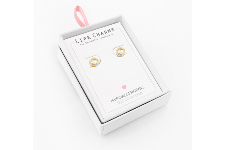 Gold Diamond Crystal Stud Earrings