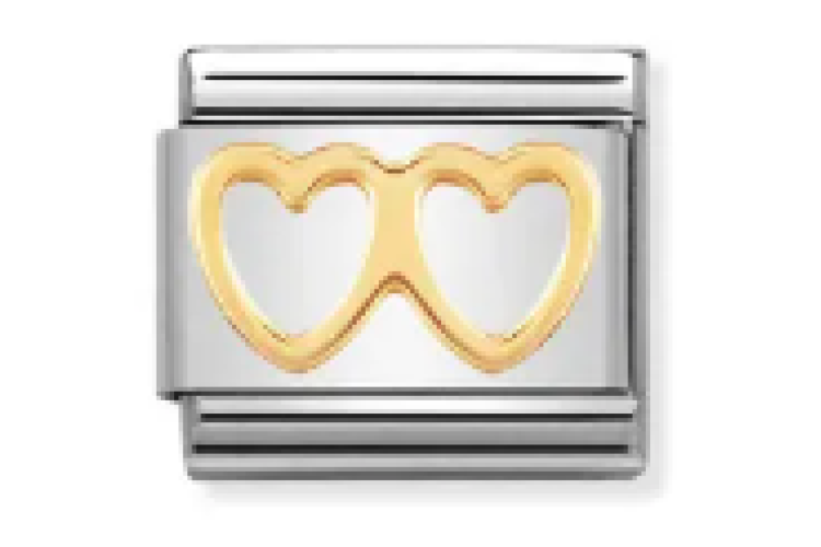 Gold Double Heart Outline Link