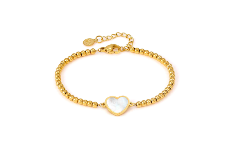 gold emosfere braclet with white heart 