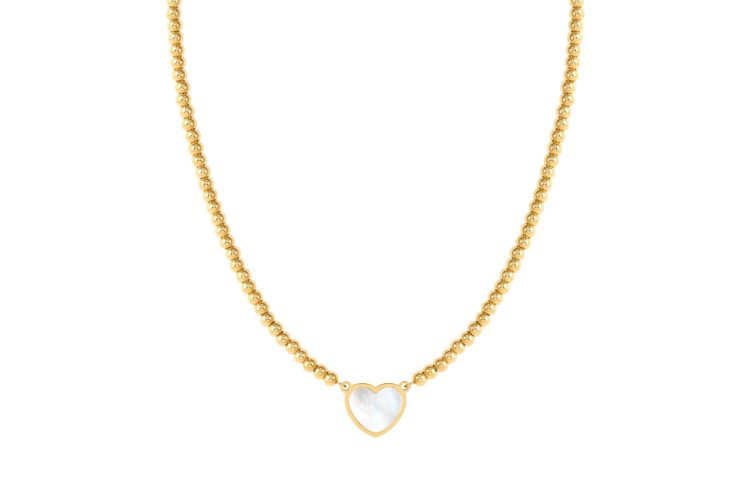 gold emosfere necklace with white heart