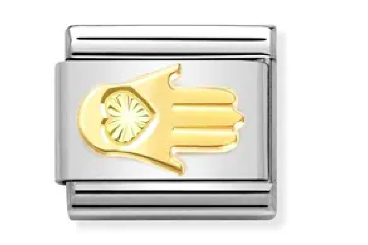 Gold Etched Hand of Fatima Link 