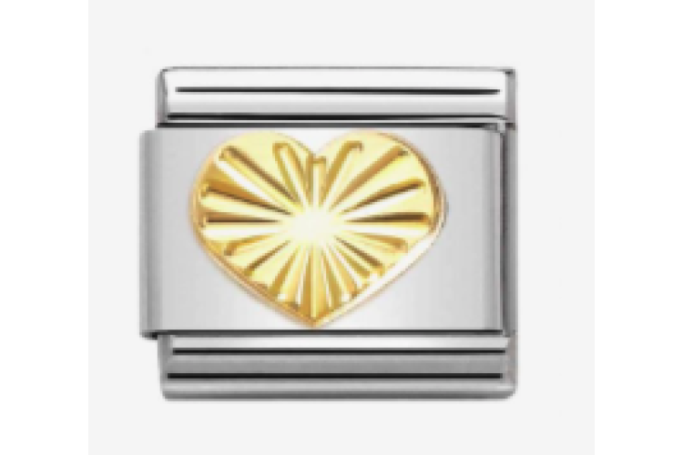 Gold Etched Heart Link