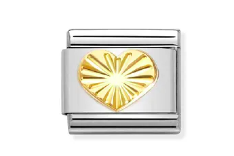 Gold Etched Love Heart Link 