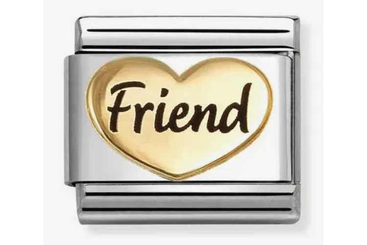 Gold Friend Heart with Black Writing Link