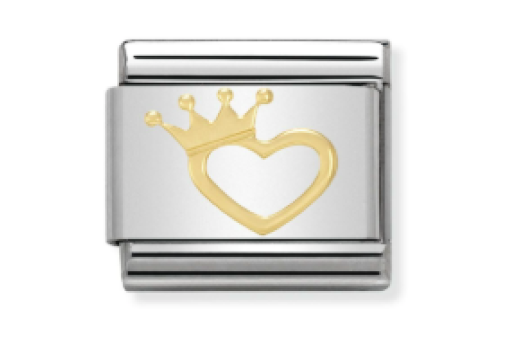 Gold Heart with Crown Link
