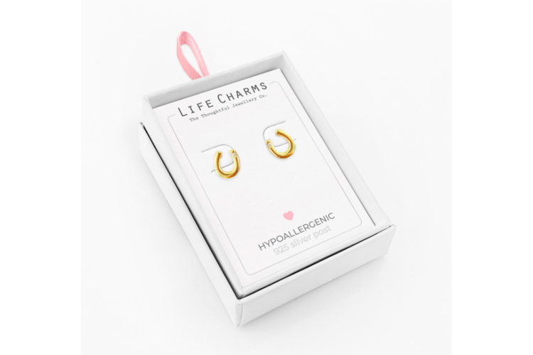 Gold Horseshoe Stud Earrings