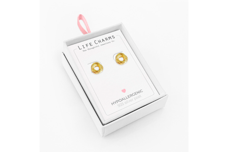 Gold Knot Stud Earrings