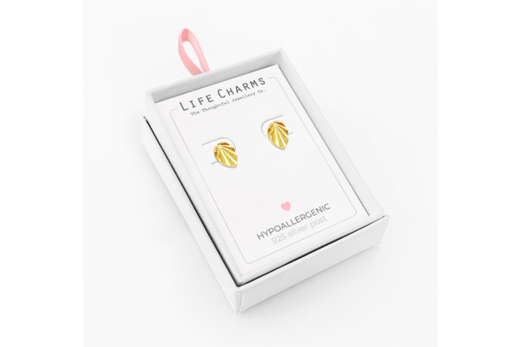 Gold Leaf Stud Earrings