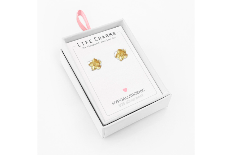 Gold Lotus Stud Earrings