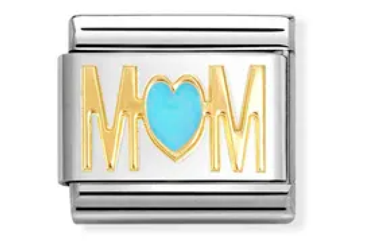 Gold Mum Blue Heart Link 