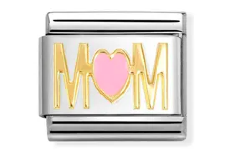 Gold Mum Pink Heart Link 