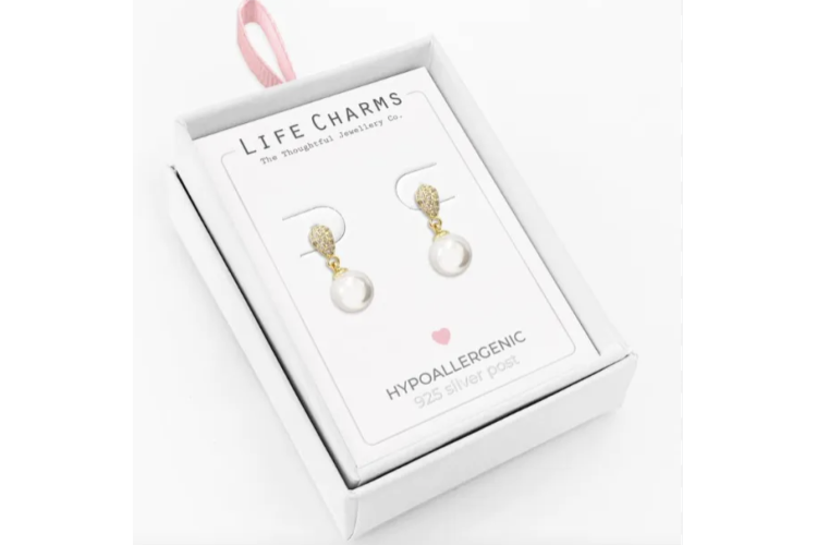 Gold Pearl Drop Earrings
