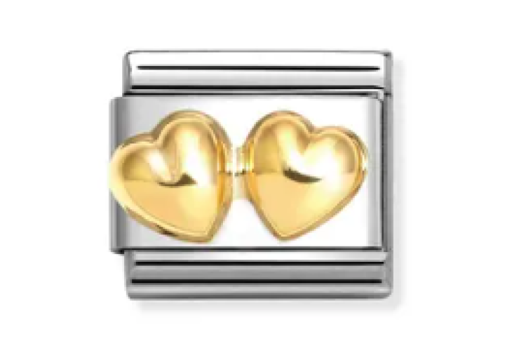 Gold Raised Double Heart Link