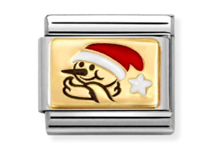 Gold Snowman with Santa Hat Link 