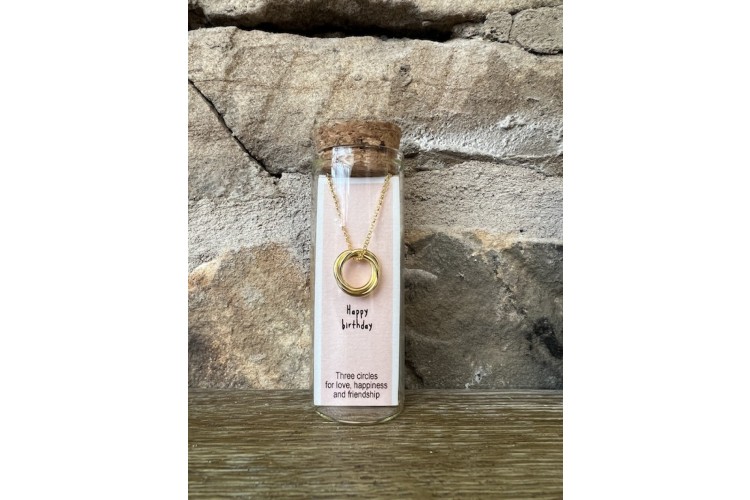 Gold Three Circles Birthday Necklace