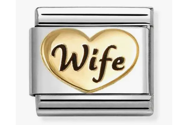 Gold Wife Heart with Black Writing Link