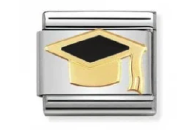 Gold with Black Graduation Cap Link