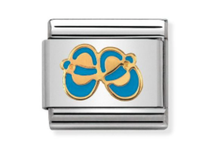 Gold with Blue Baby Shoes Link