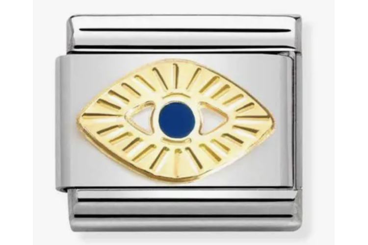 Gold with Blue Evil Eye Link