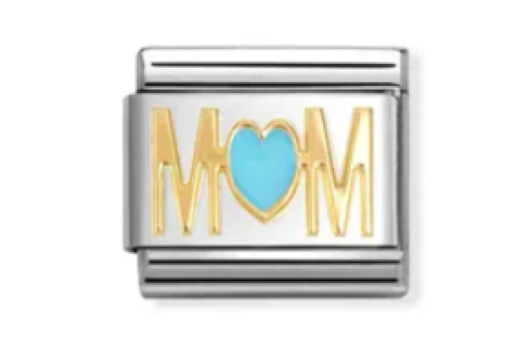 Gold with Blue Heart Mum Link