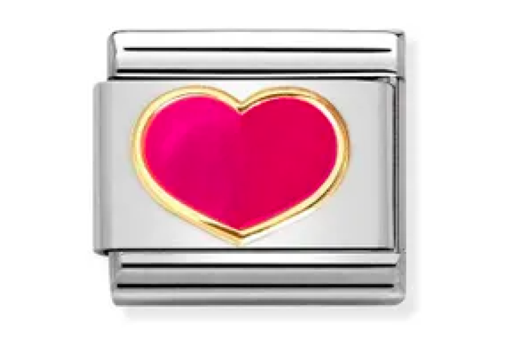 Gold With Fuchsia Heart Link 