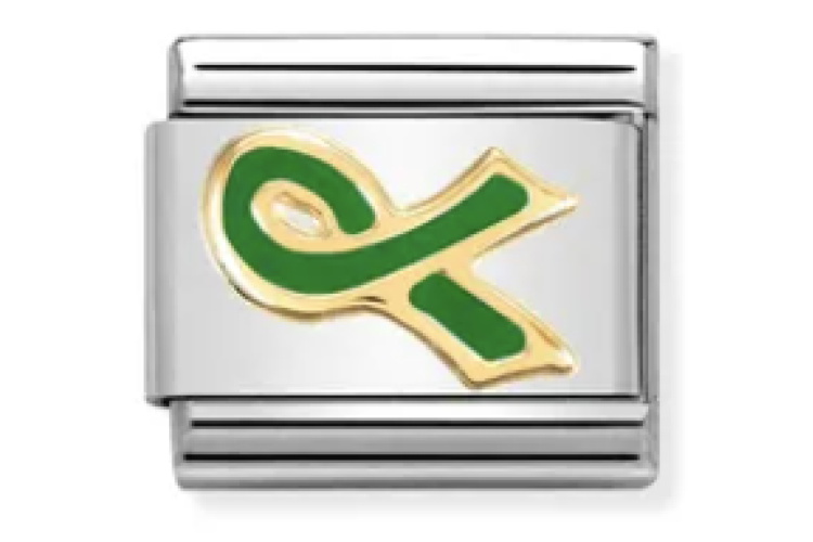 Gold with Green Ribbon Link
