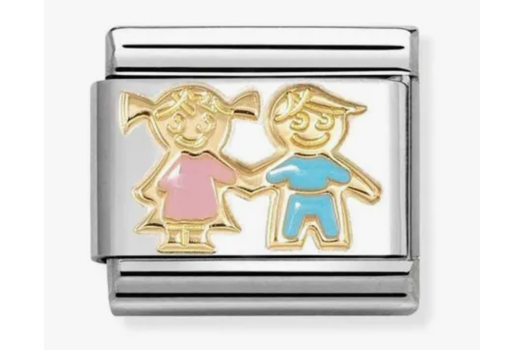 Gold with Pink and Blue Girl and Boy Link