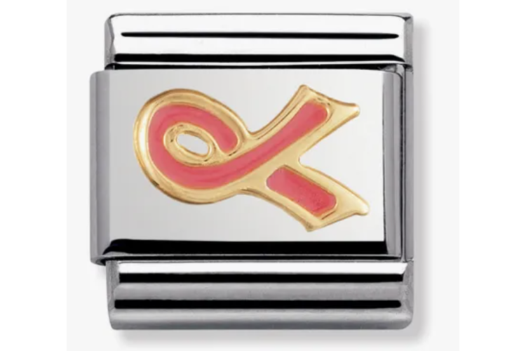 Gold with Pink Ribbon Link