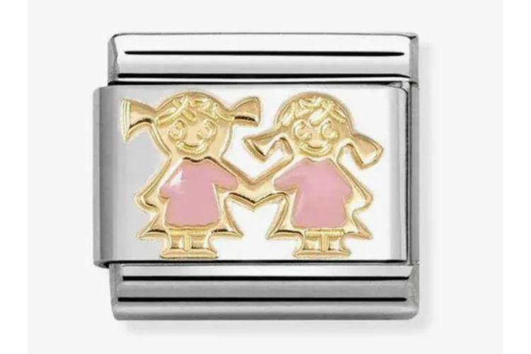 Gold with Pink Two Girls Link