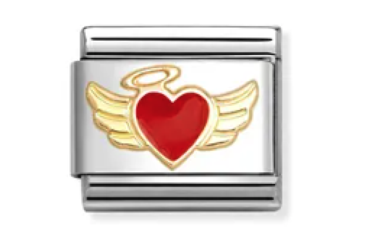 Gold with Red Angel Heart Link