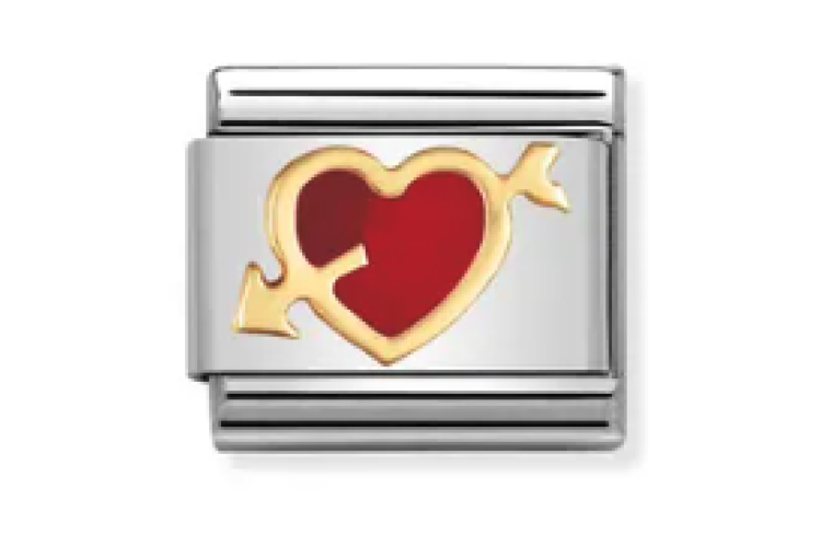 Gold with Red Heart and Arrow Link