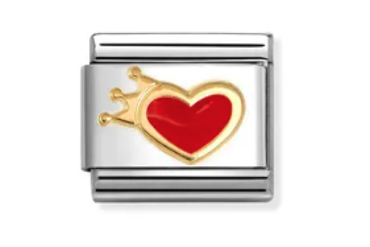 Gold with Red Heart and Crown Link