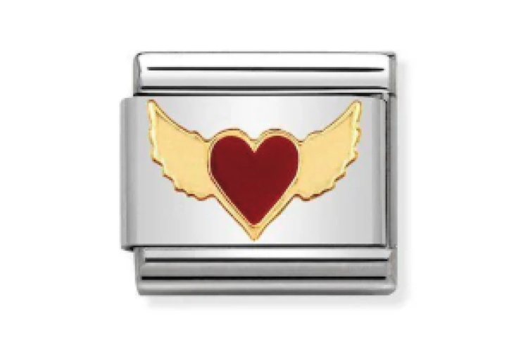Gold with Red Heart and Wings Link