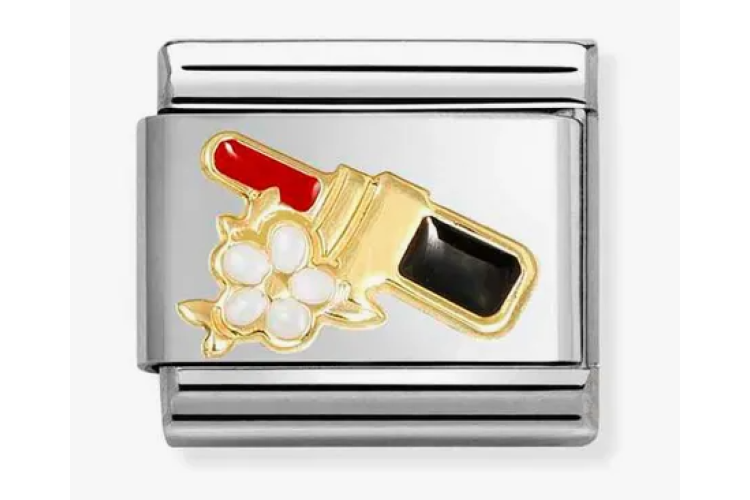 Gold with Red Lipstick and White Flower Link