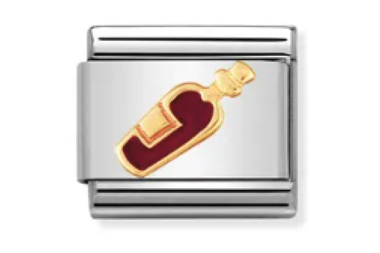 Gold with Red Wine Bottle Link