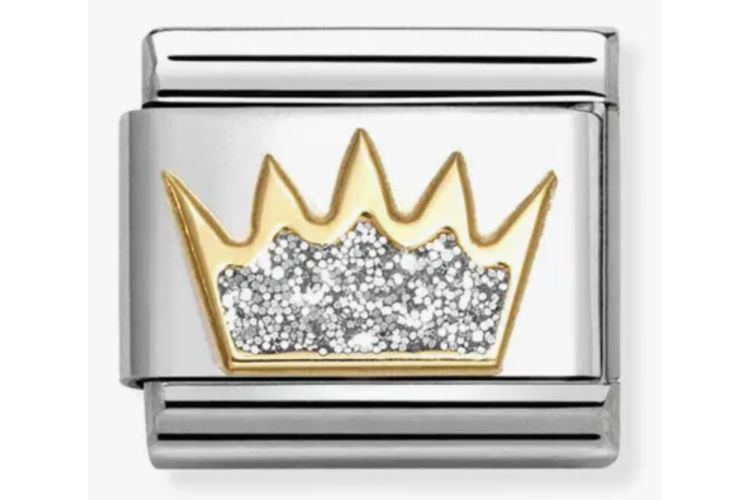 Gold with Silver Glitter Crown Link