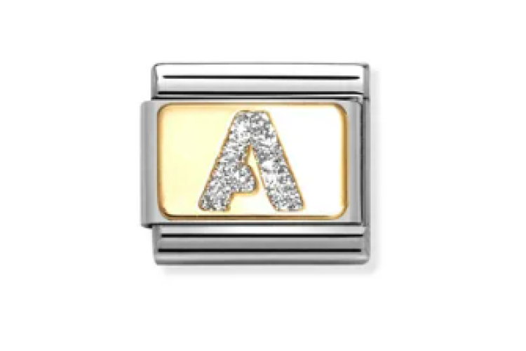 Gold with Silver Glitter Letter Link