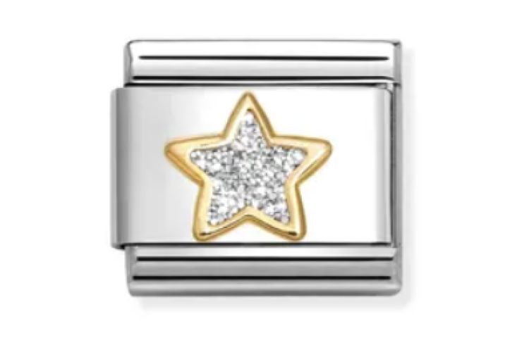 Gold with Silver Glitter Star Link